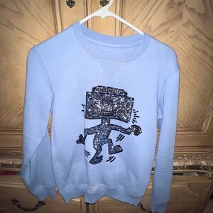 Coach Blue Crewneck Sweater with Graphic Design Keith Harding